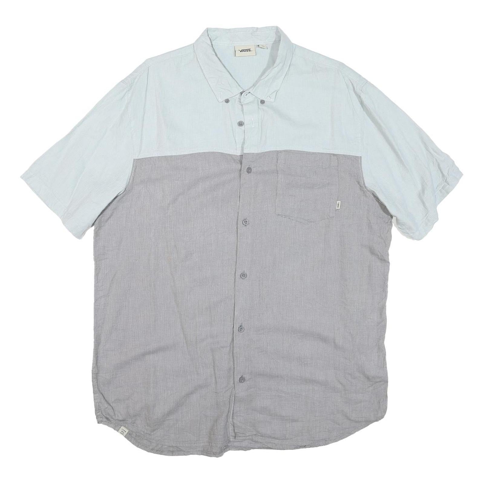 VANS Mens Light Blue & Grey Cotton Blend Shirt XL Casual Button-Up
