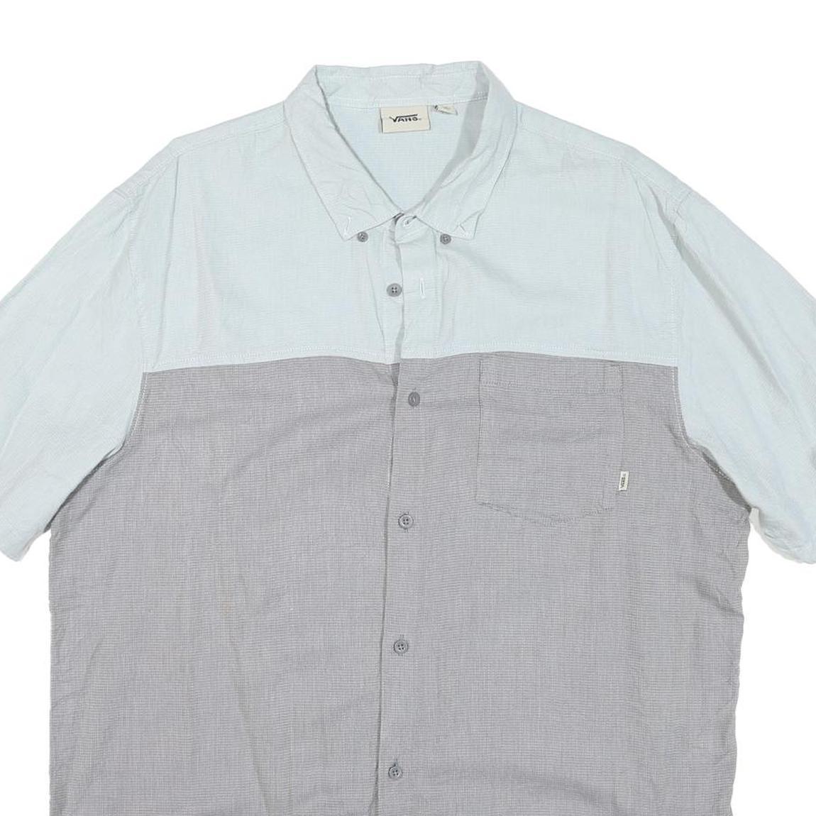 VANS Mens Light Blue & Grey Cotton Blend Shirt XL Casual Button-Up