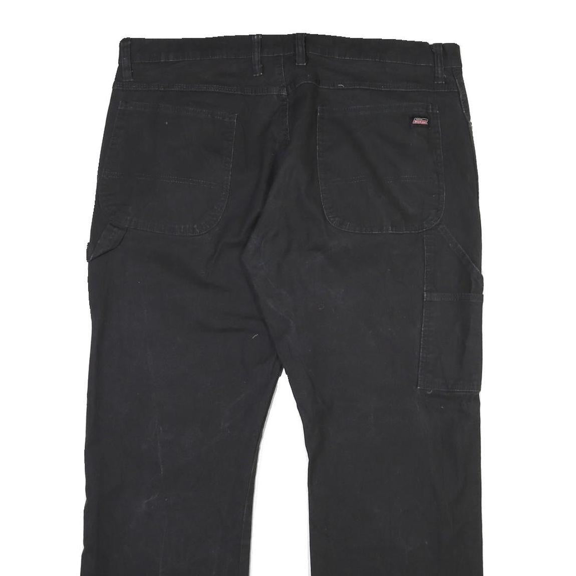 DICKIES Mens Cotton Blend Black Regular Straight Trousers W38 L30 Workwear