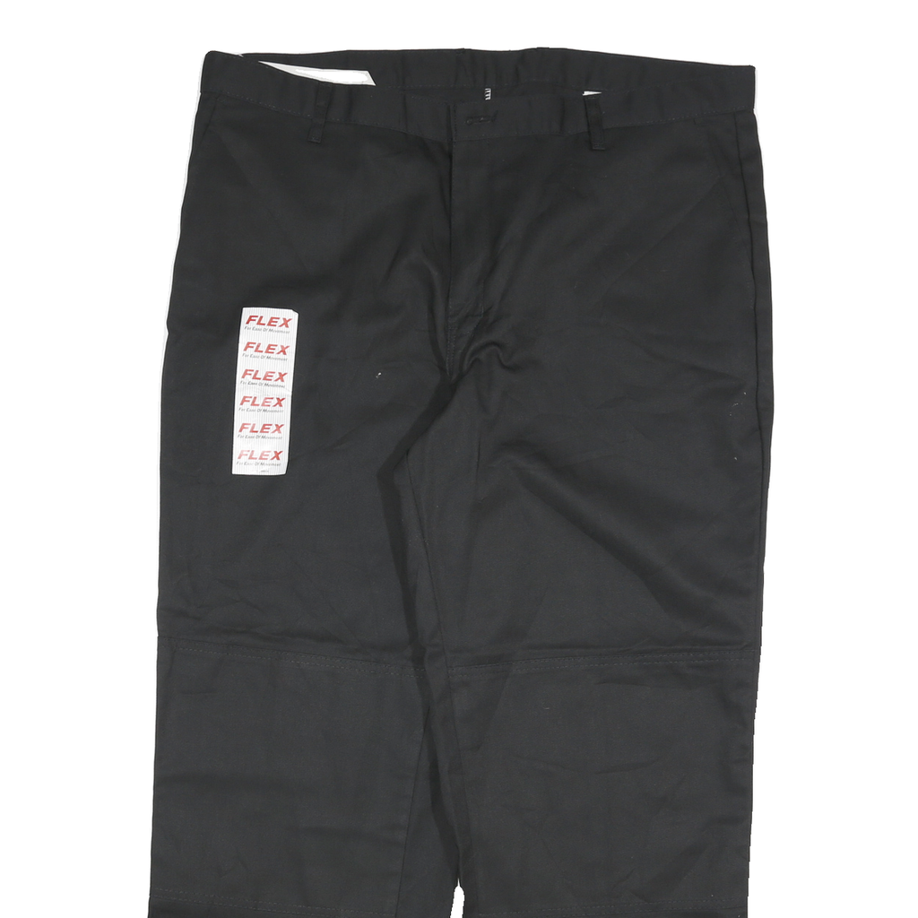 DICKIES Mens Black Relaxed Straight Cotton Blend Trousers W40 L29 Workwear Zip