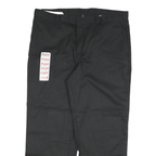 DICKIES Mens Black Relaxed Straight Cotton Blend Trousers W40 L29 Workwear Zip