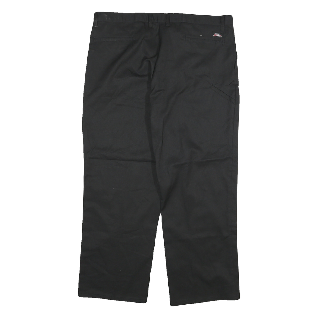 DICKIES Mens Black Relaxed Straight Cotton Blend Trousers W40 L29 Workwear Zip