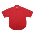 BUGLE BOY Mens Red Short Sleeve Shirt XL Button Pocket Embroidered Logo Cotton