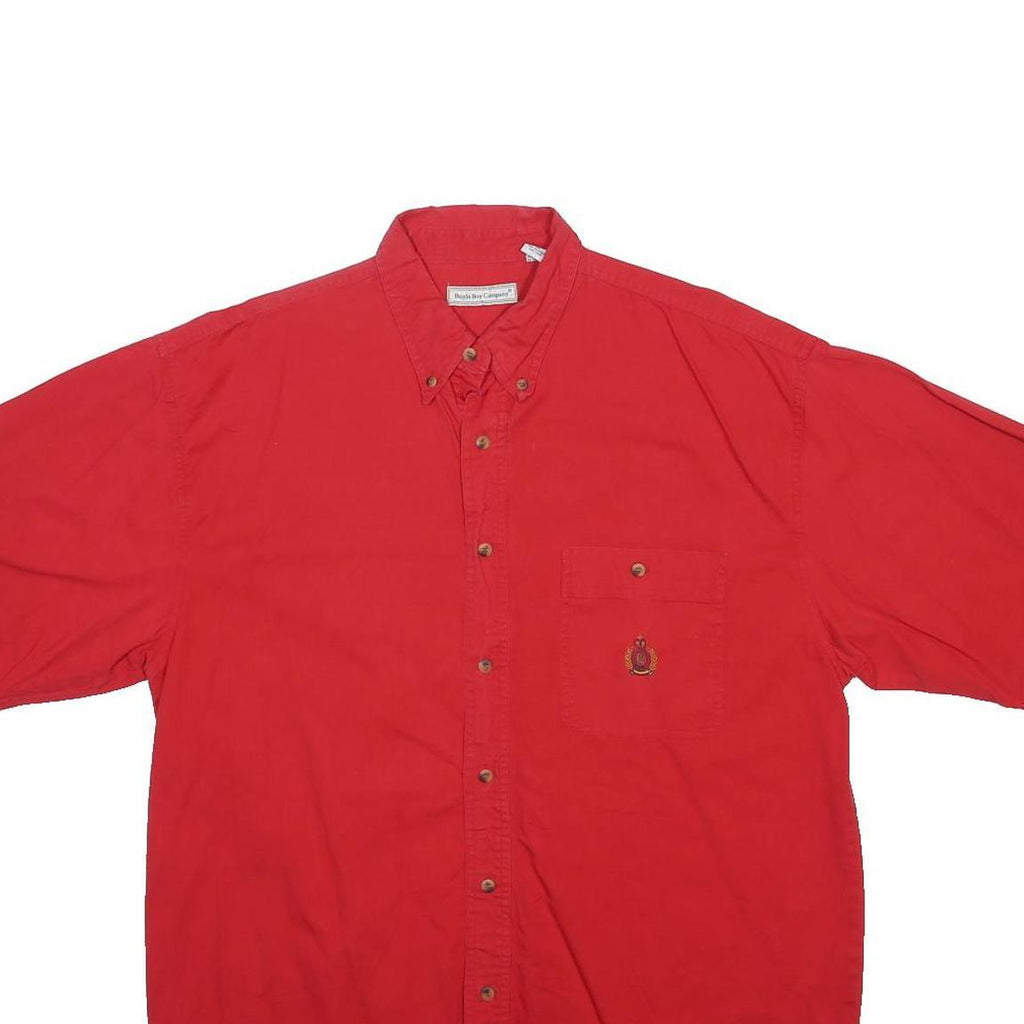 BUGLE BOY Mens Red Short Sleeve Shirt XL Button Pocket Embroidered Logo Cotton