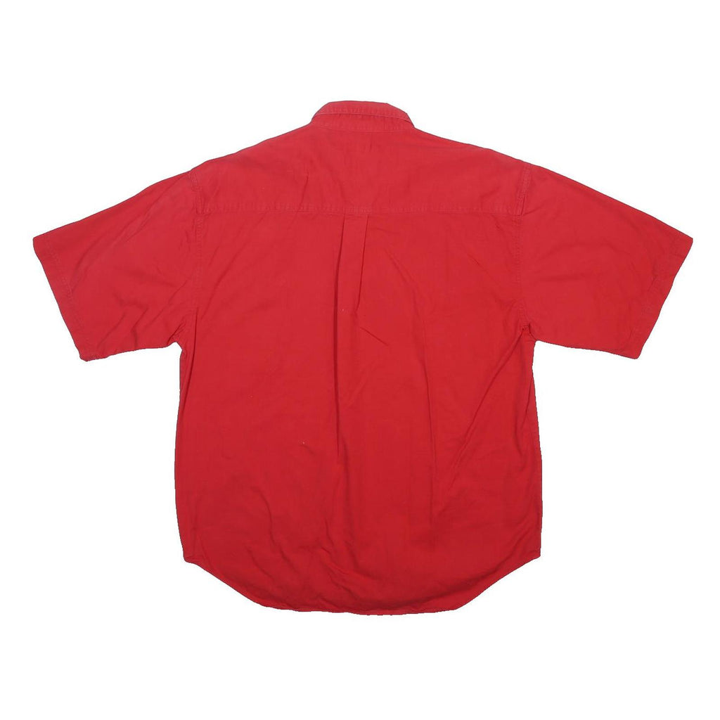 BUGLE BOY Mens Red Short Sleeve Shirt XL Button Pocket Embroidered Logo Cotton