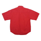BUGLE BOY Mens Red Short Sleeve Shirt XL Button Pocket Embroidered Logo Cotton