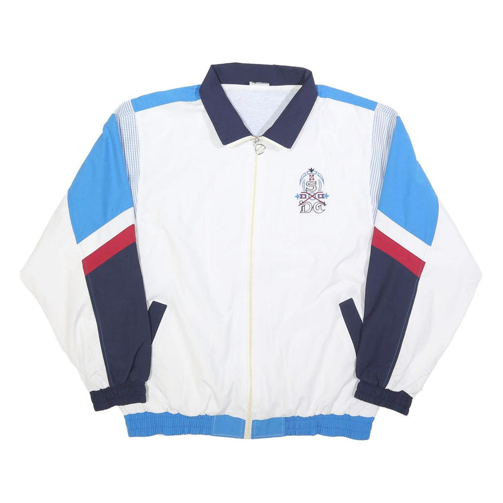 SHOOTER Mens White Navy & Blue Zip Jacket XL Polyester Colourblock Sportswear