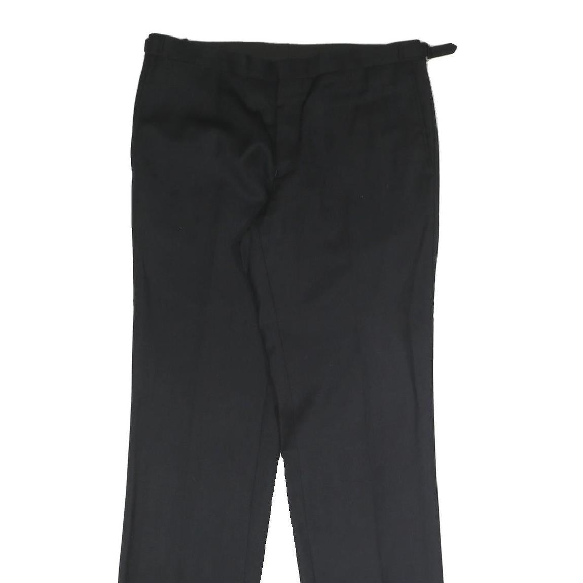 DKNY Mens Cotton Blend Black Regular Fit Straight Leg Trousers W32 L32 Formal