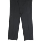 DKNY Mens Cotton Blend Black Regular Fit Straight Leg Trousers W32 L32 Formal