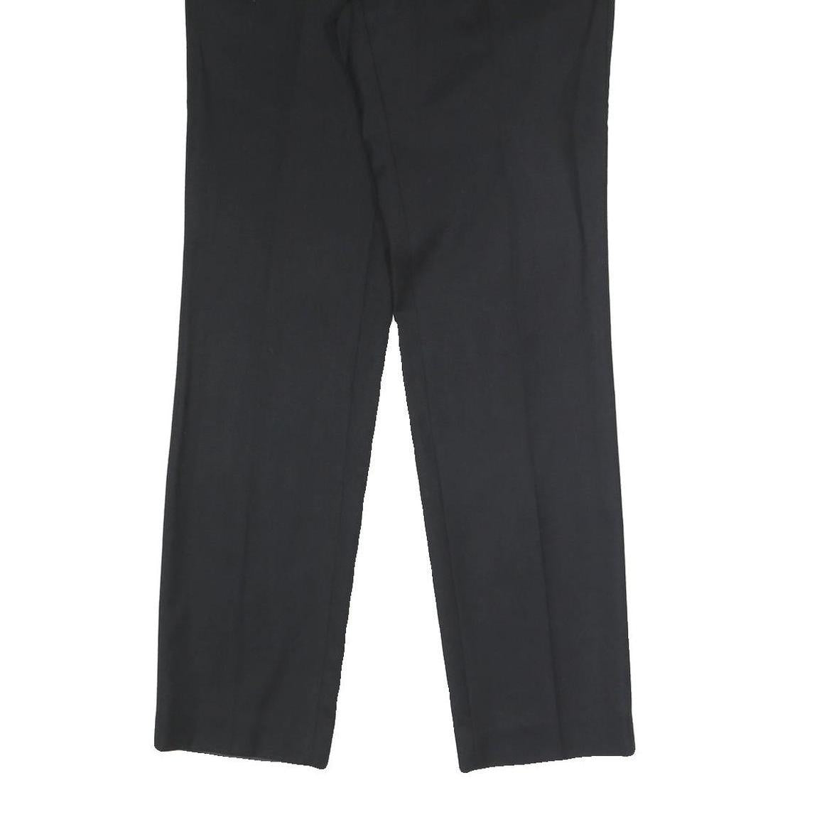 DKNY Mens Cotton Blend Black Regular Fit Straight Leg Trousers W32 L32 Formal