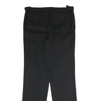 DKNY Mens Cotton Blend Black Regular Fit Straight Leg Trousers W32 L32 Formal