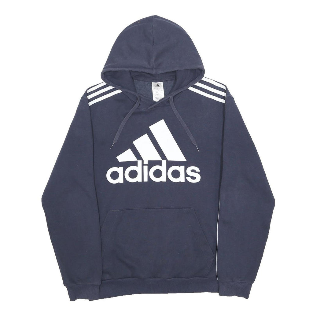 ADIDAS Mens Blue Hoodie M Cotton Blend Sports Casual Pullover Hoodie