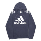 ADIDAS Mens Blue Hoodie M Cotton Blend Sports Casual Pullover Hoodie