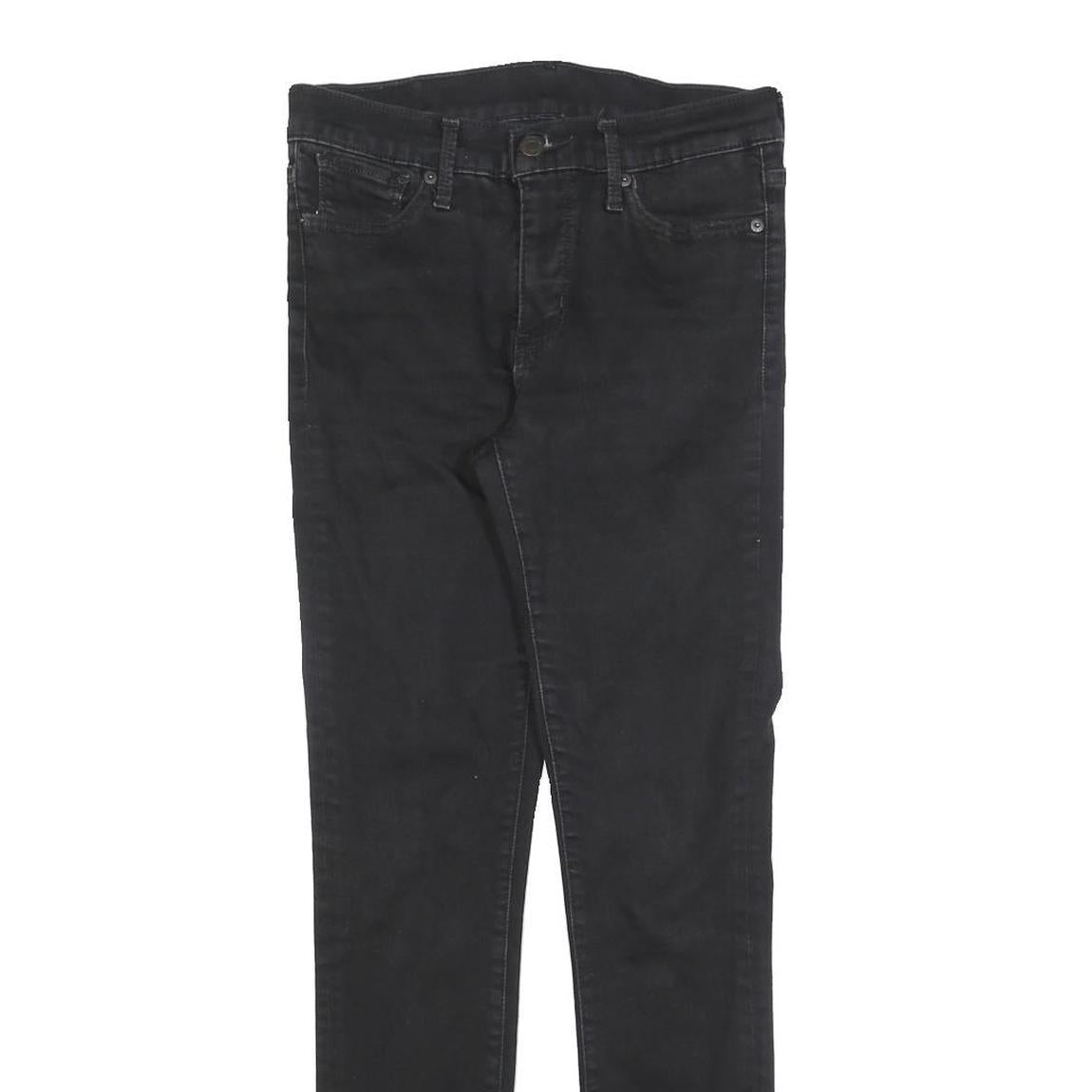 LEVI'S Womens Slim Black Denim Slim Fit Jeans W28 L30 Cotton Blend Zip