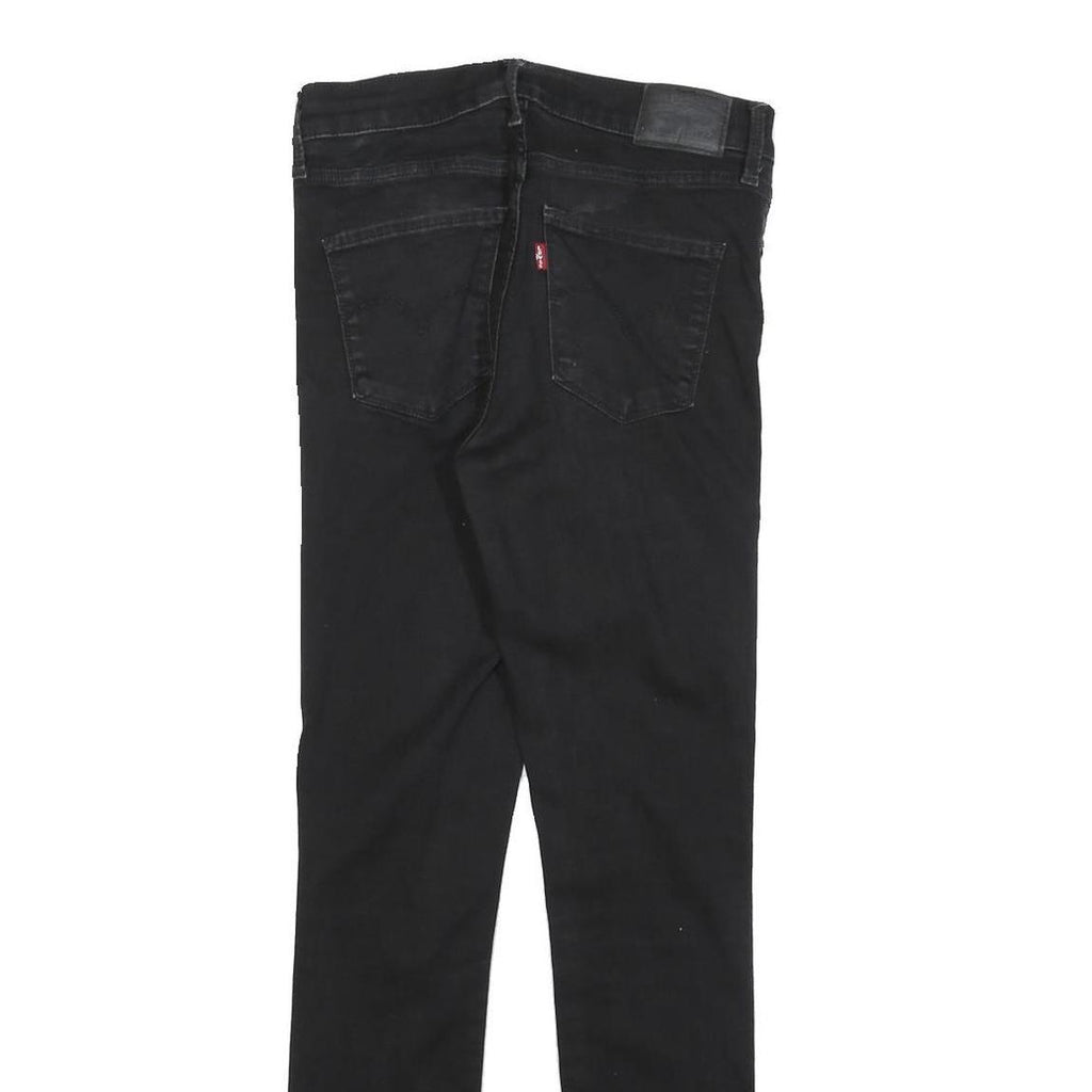 LEVI'S Womens Slim Black Denim Slim Fit Jeans W28 L30 Cotton Blend Zip