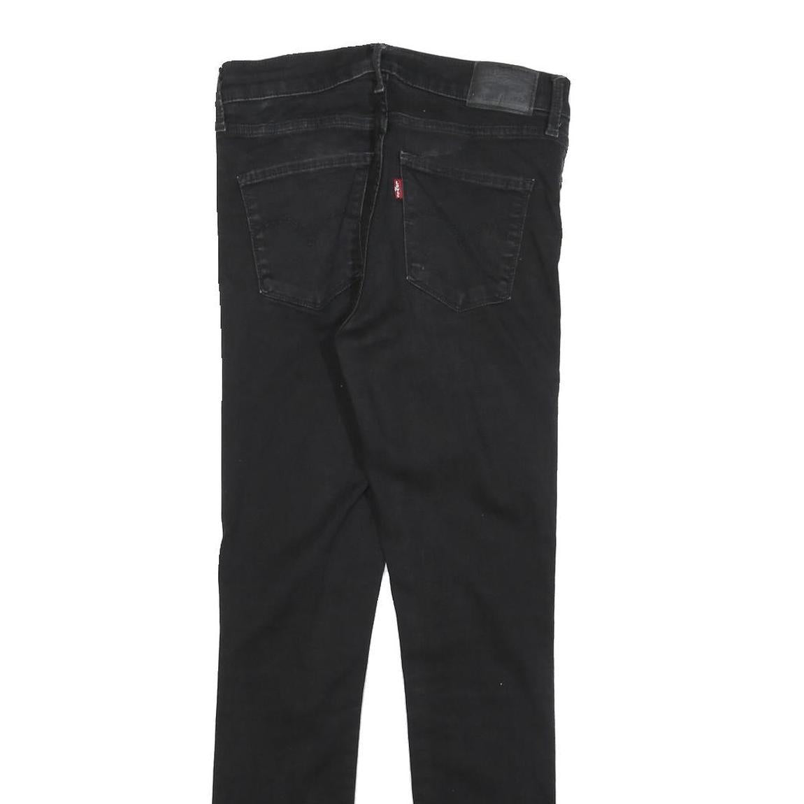 LEVI'S Womens Slim Black Denim Slim Fit Jeans W28 L30 Cotton Blend Zip