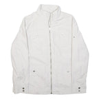 TOMMY HILFIGER Womens White Jacket L Polyester Plain Zip Utility Pockets