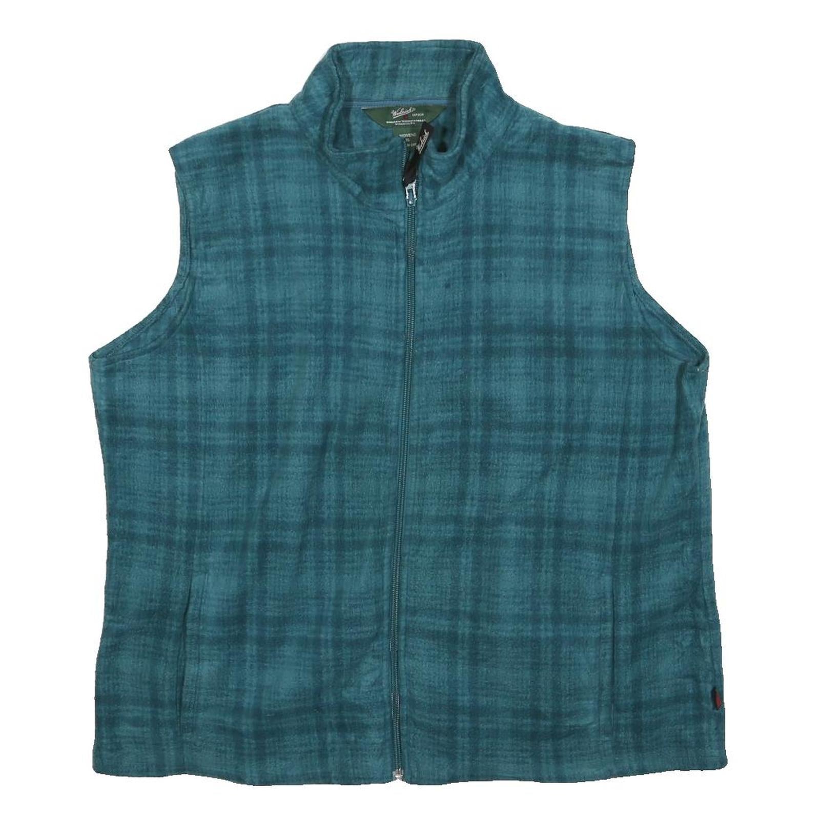 WOOLRICH Womens Green Patterned Sleeveless Full Zip Plain Jumper XL Fleece Vest