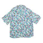 ZARA Womens Blue Brown Floral Printed Basic Short Sleeve Shirt L Light Top