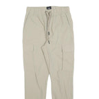 H&M Womens Slim Beige Polyester Blend Cargo Jogger Trousers W26 L28 Drawstring