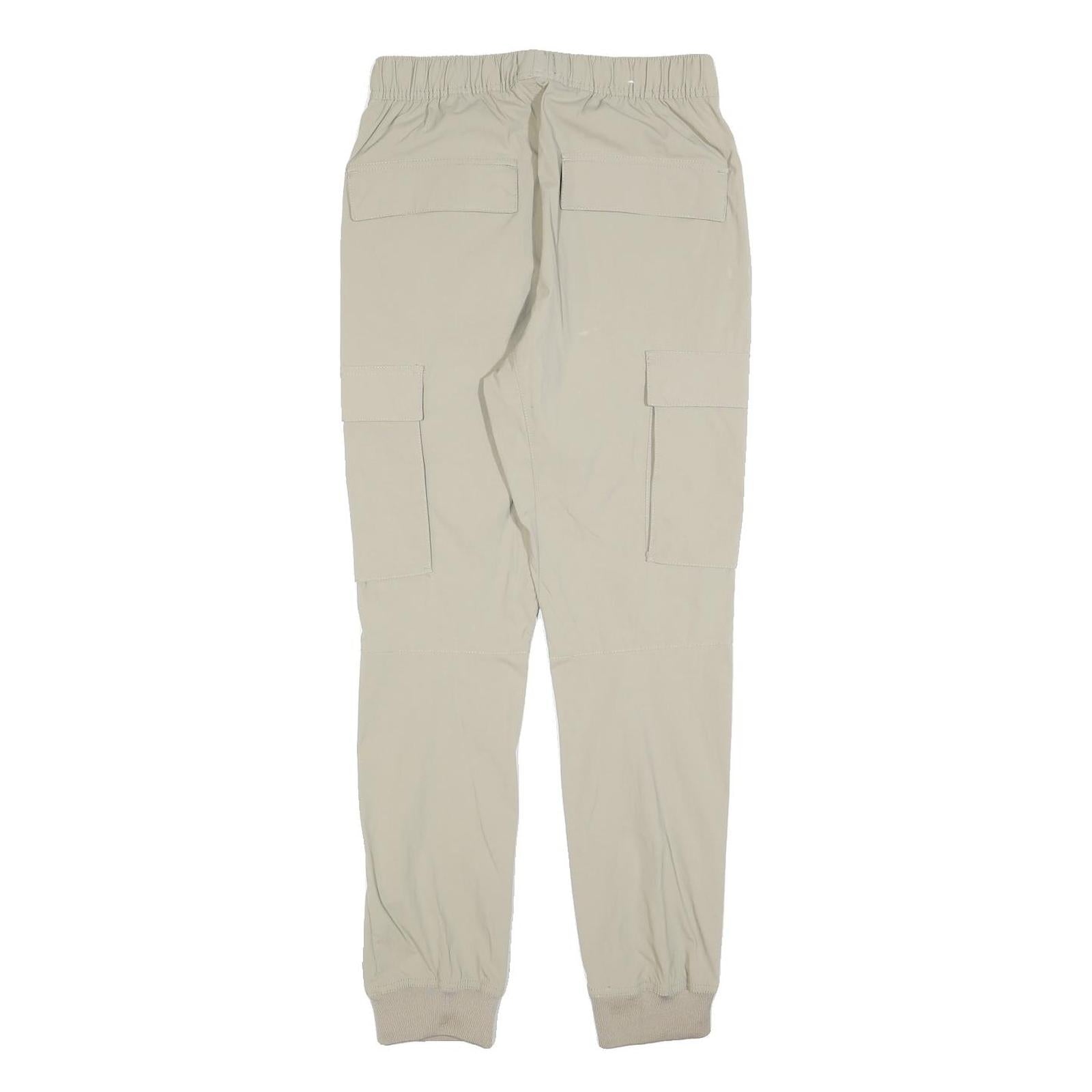 H&M Womens Slim Beige Polyester Blend Cargo Jogger Trousers W26 L28 Drawstring