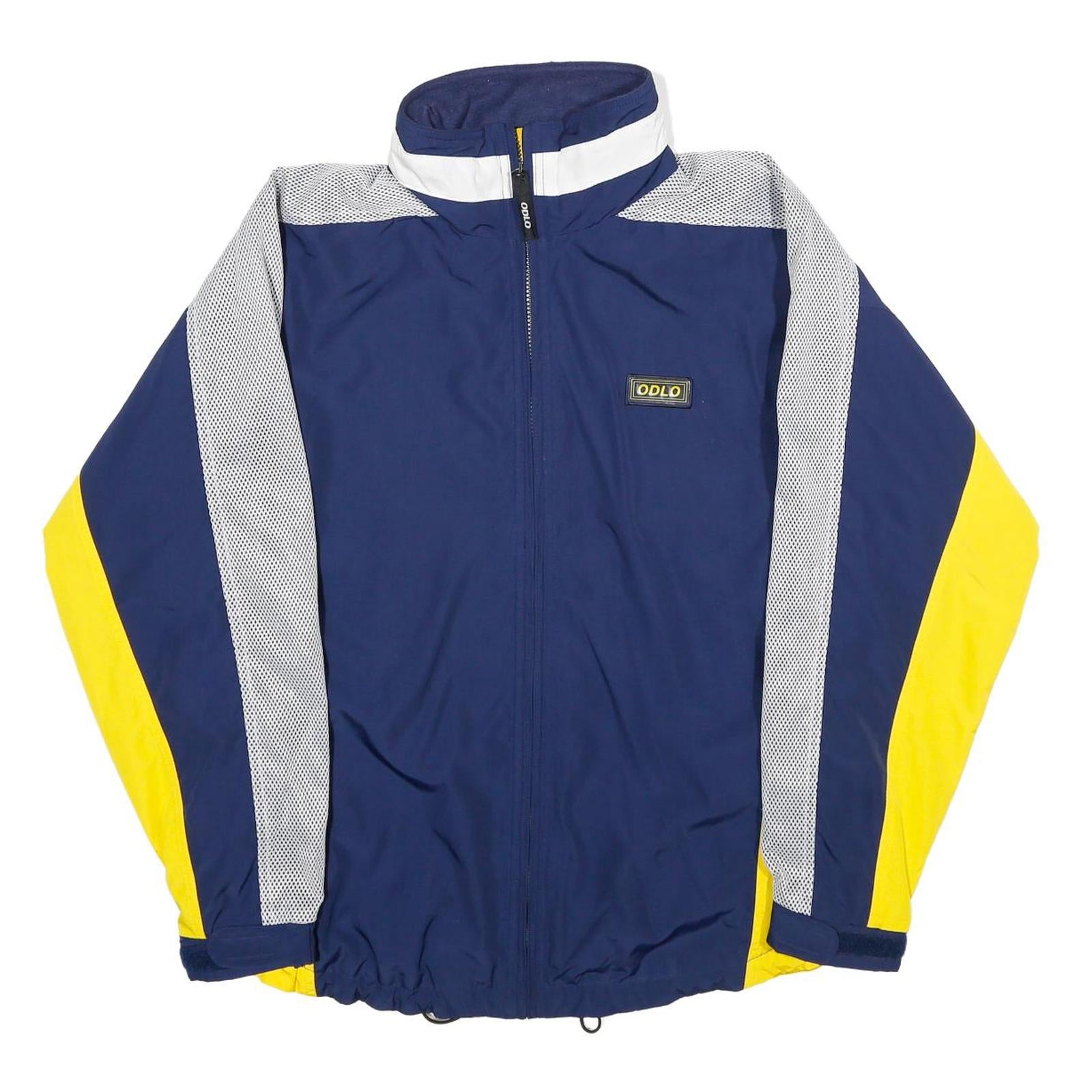 ODLO Mens Blue & Yellow Athletic Jacket M Polyester Zip Colourblock Sportswear