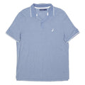 NAUTICA Mens Blue & White Short Sleeve Plain L Cotton Blend Polo Shirt