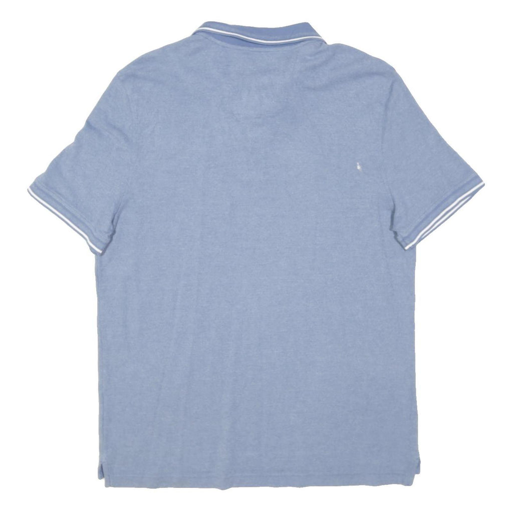 NAUTICA Mens Blue & White Short Sleeve Plain L Cotton Blend Polo Shirt