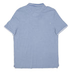 NAUTICA Mens Blue & White Short Sleeve Plain L Cotton Blend Polo Shirt