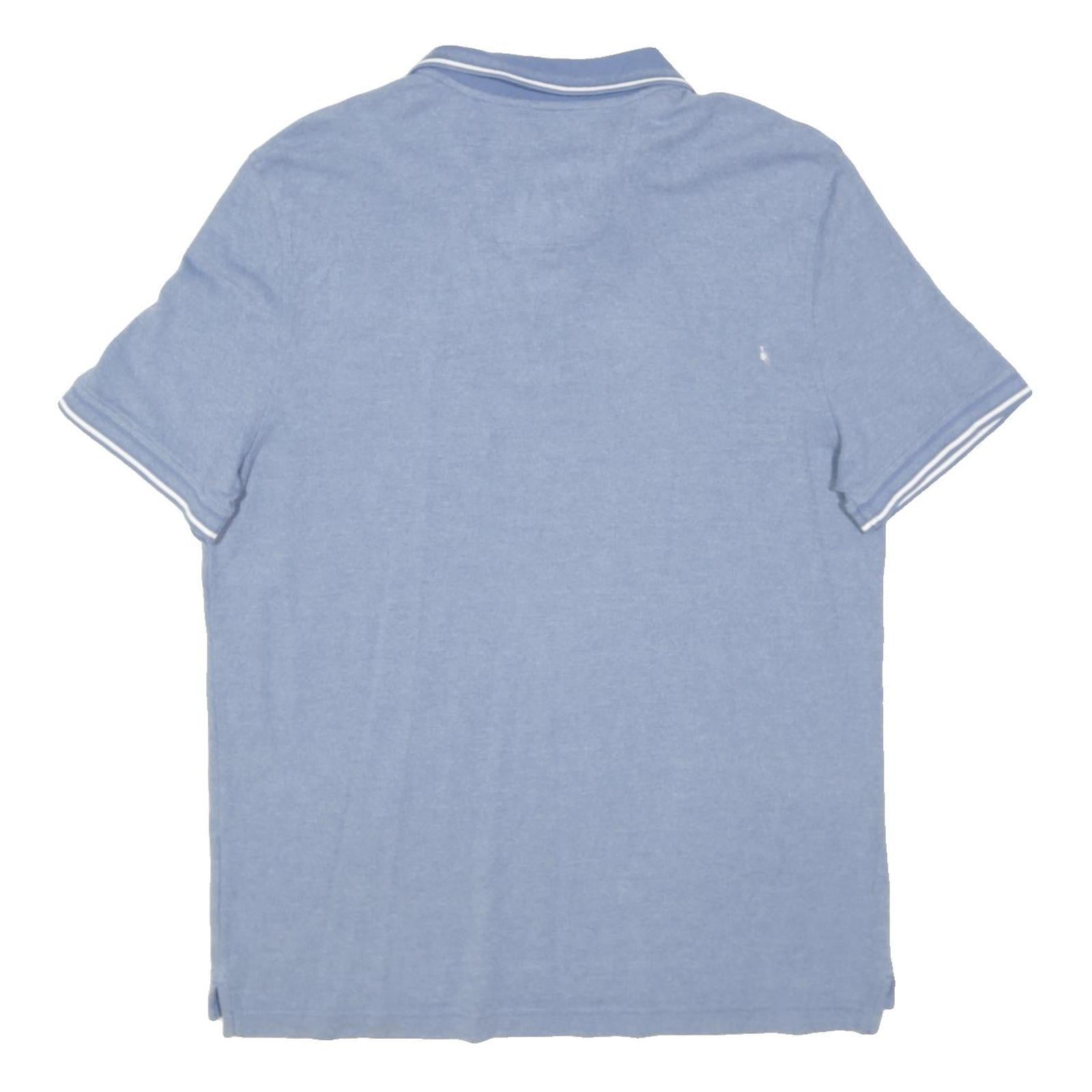 NAUTICA Mens Blue & White Short Sleeve Plain L Cotton Blend Polo Shirt