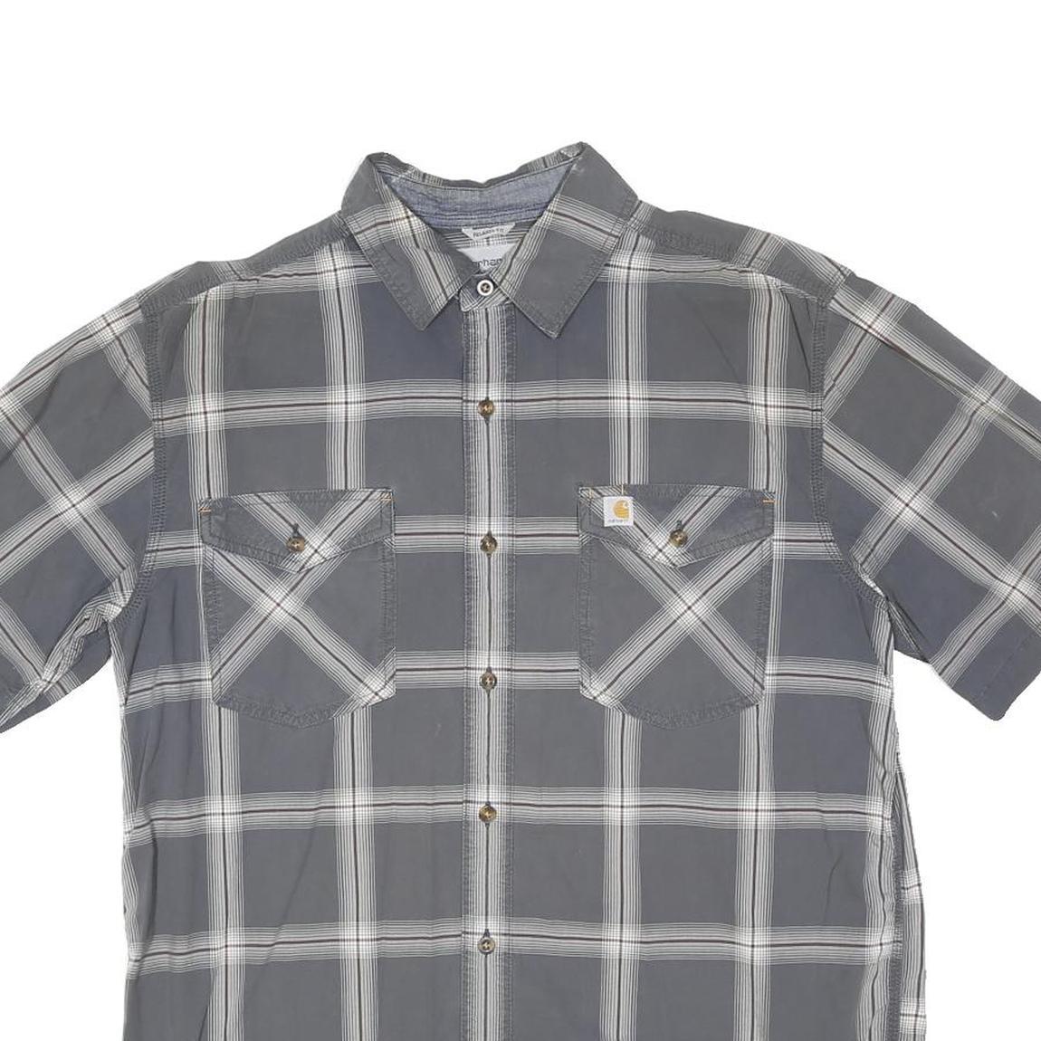 CARHARTT Mens Grey & White Check Shirt M Cotton Blend Casual Workwear