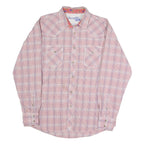 WRANGLER Mens Pink & White Check Shirt L Western Cotton Blend Classic