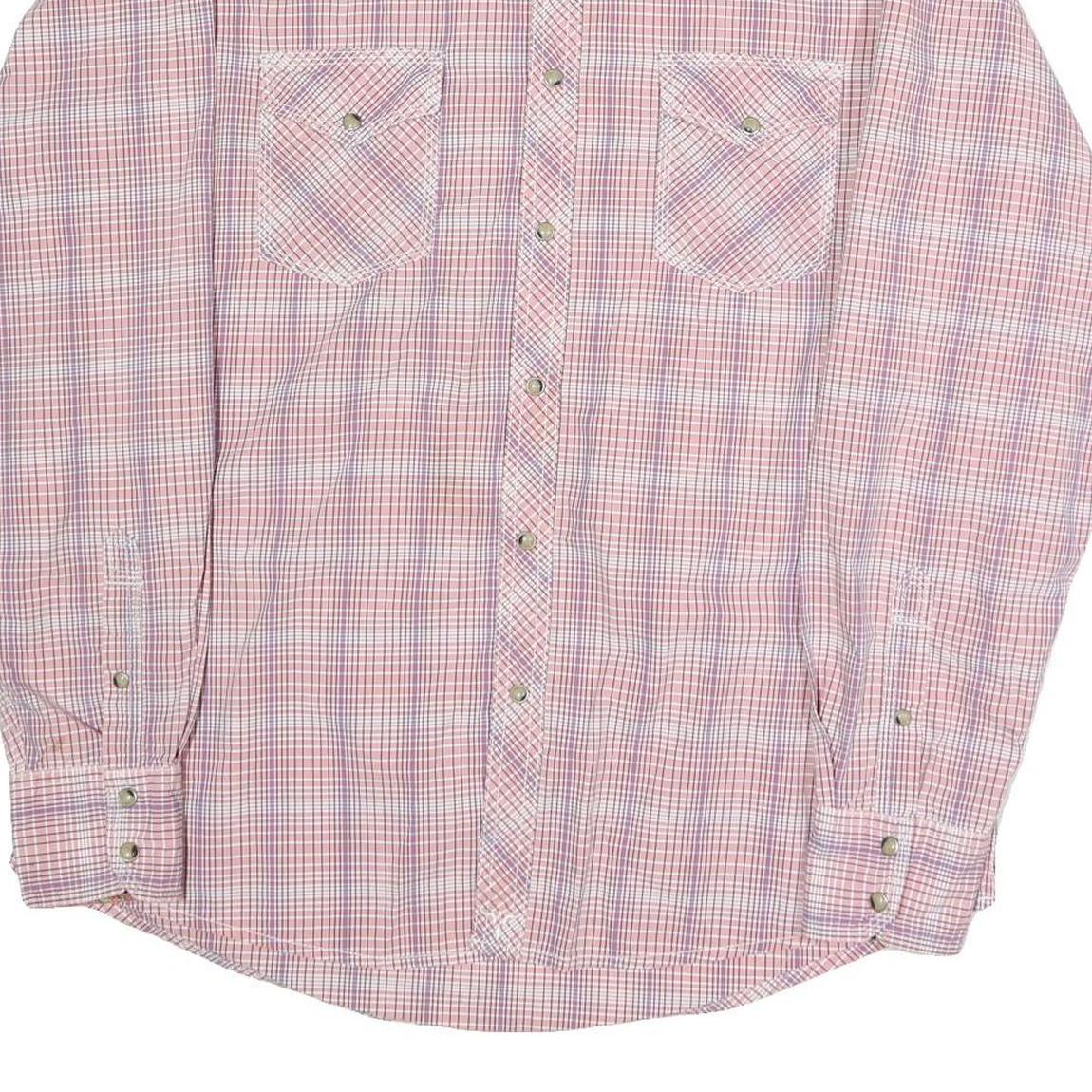 WRANGLER Mens Pink & White Check Shirt L Western Cotton Blend Classic