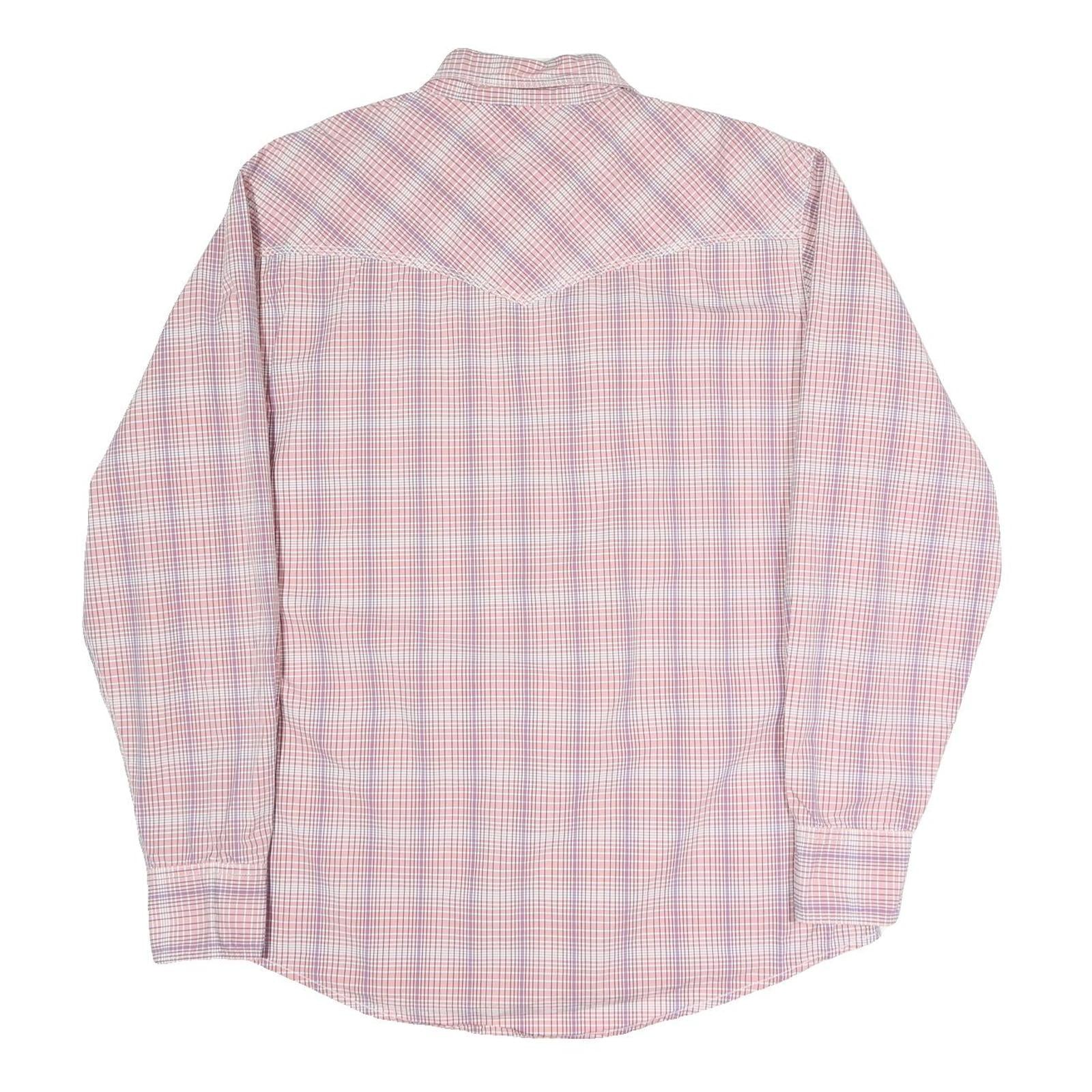 WRANGLER Mens Pink & White Check Shirt L Western Cotton Blend Classic