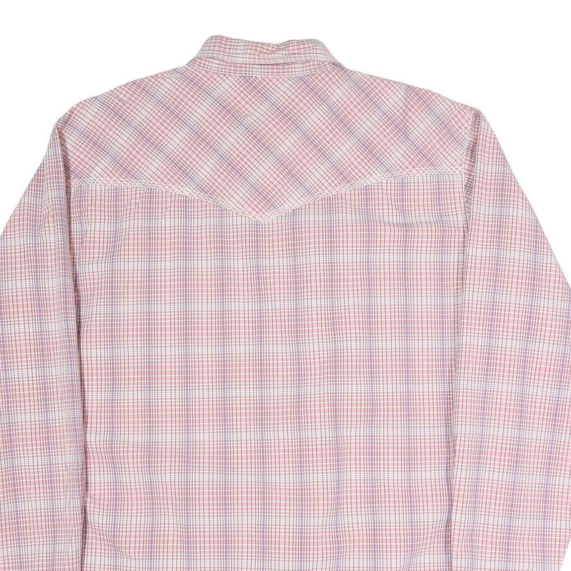 WRANGLER Mens Pink & White Check Shirt L Western Cotton Blend Classic