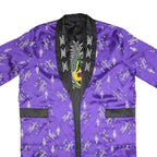 Womens Purple Satin Embroidered Kimono Style Jacket M Woven Elegant Asian