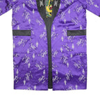 Womens Purple Satin Embroidered Kimono Style Jacket M Woven Elegant Asian