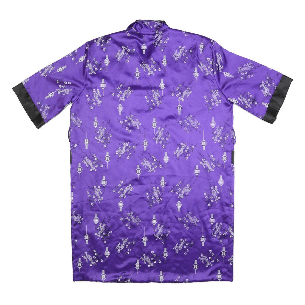 Womens Purple Satin Embroidered Kimono Style Jacket M Woven Elegant Asian