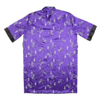 Womens Purple Satin Embroidered Kimono Style Jacket M Woven Elegant Asian