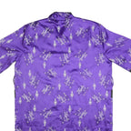 Womens Purple Satin Embroidered Kimono Style Jacket M Woven Elegant Asian