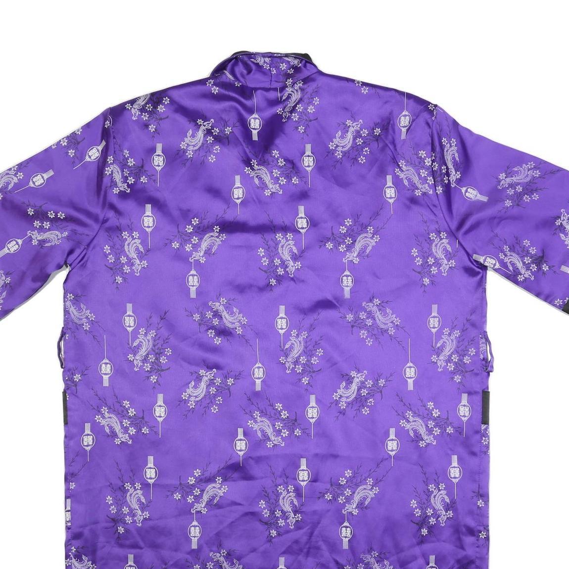 Womens Purple Satin Embroidered Kimono Style Jacket M Woven Elegant Asian