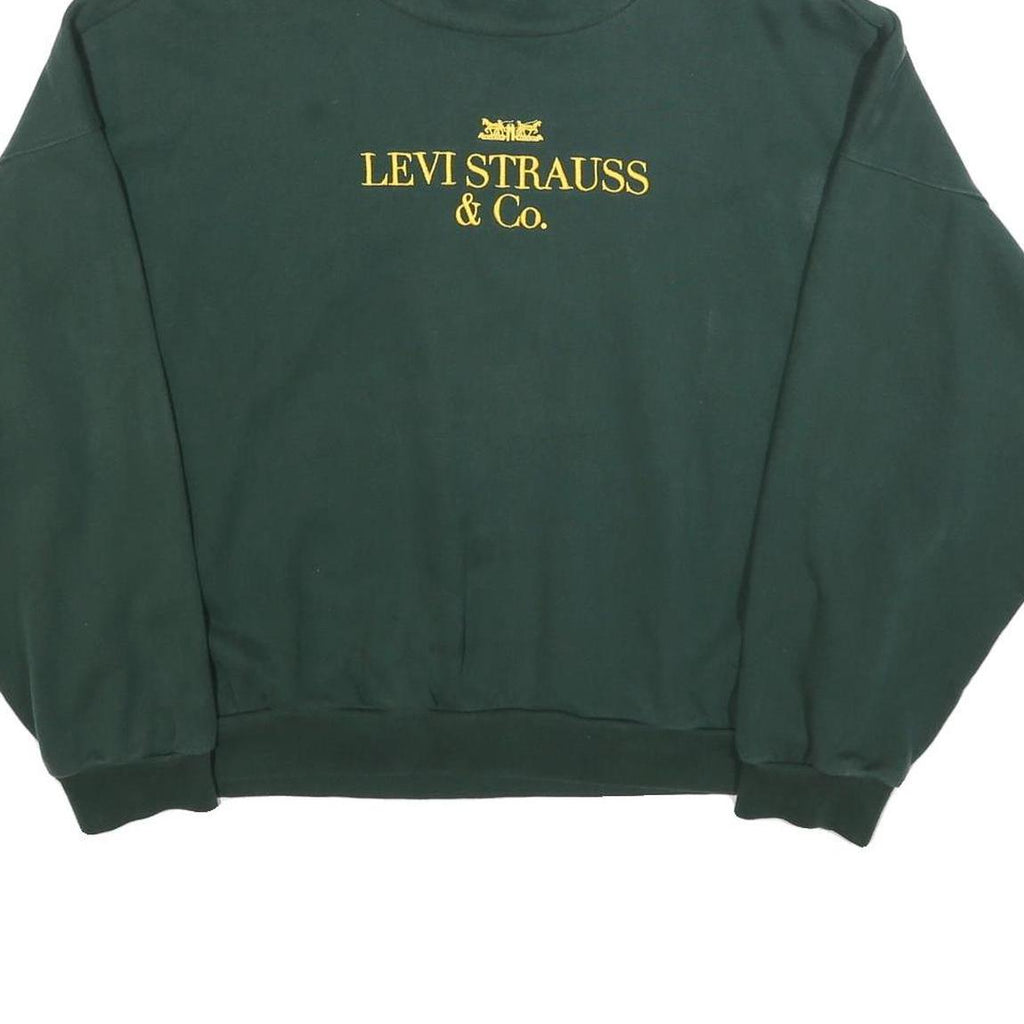 LEVI'S Womens Green Sweatshirt Mock Neck L Cotton Blend Pullover Casual