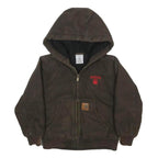 CARHARTT Boys Brown & Red Hooded Cotton Jacket 4Y Casual Durable Workwear