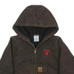 CARHARTT Boys Brown & Red Hooded Cotton Jacket 4Y Casual Durable Workwear
