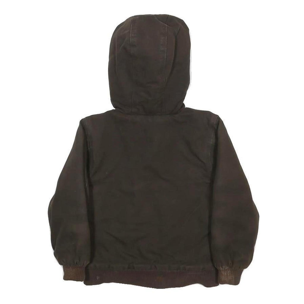 CARHARTT Boys Brown & Red Hooded Cotton Jacket 4Y Casual Durable Workwear