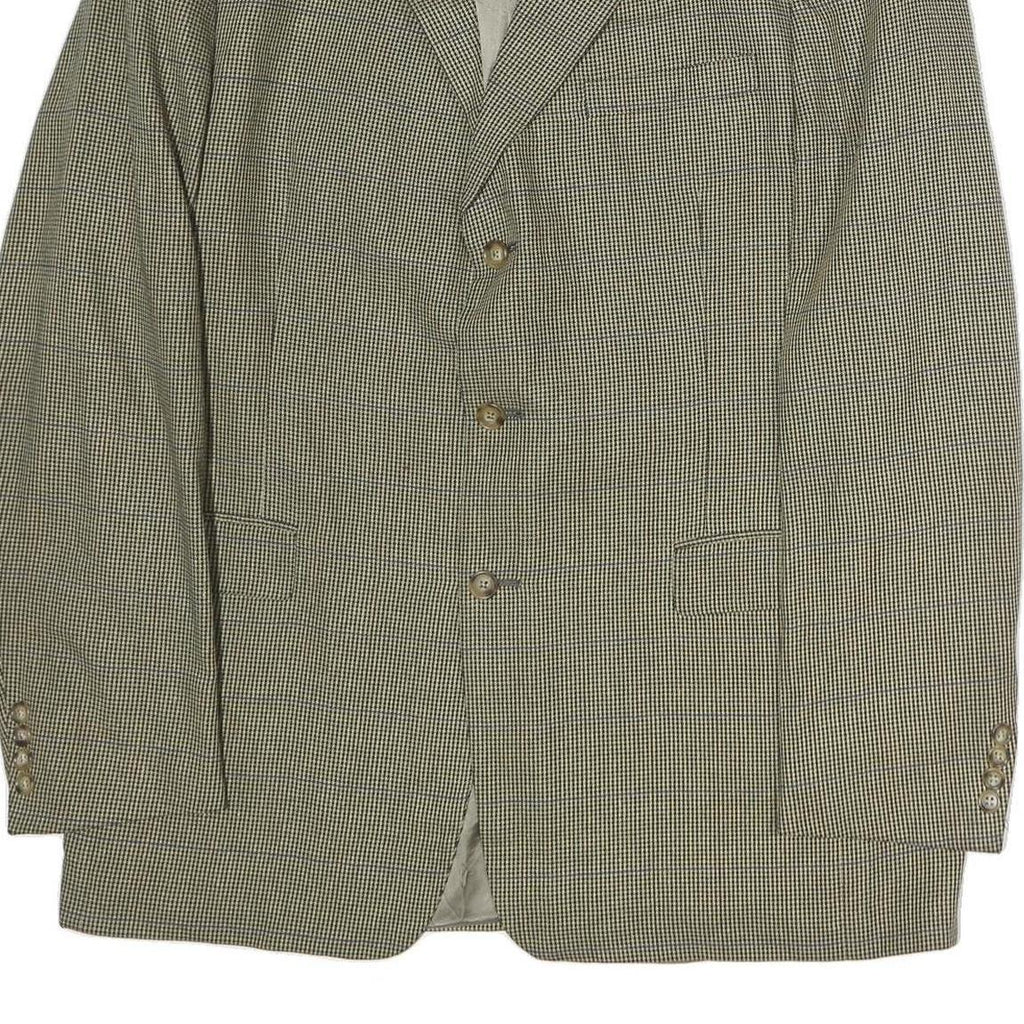 BURBERRY Mens Beige Brown Check Tailored Jacket L Cotton Button Classic Style