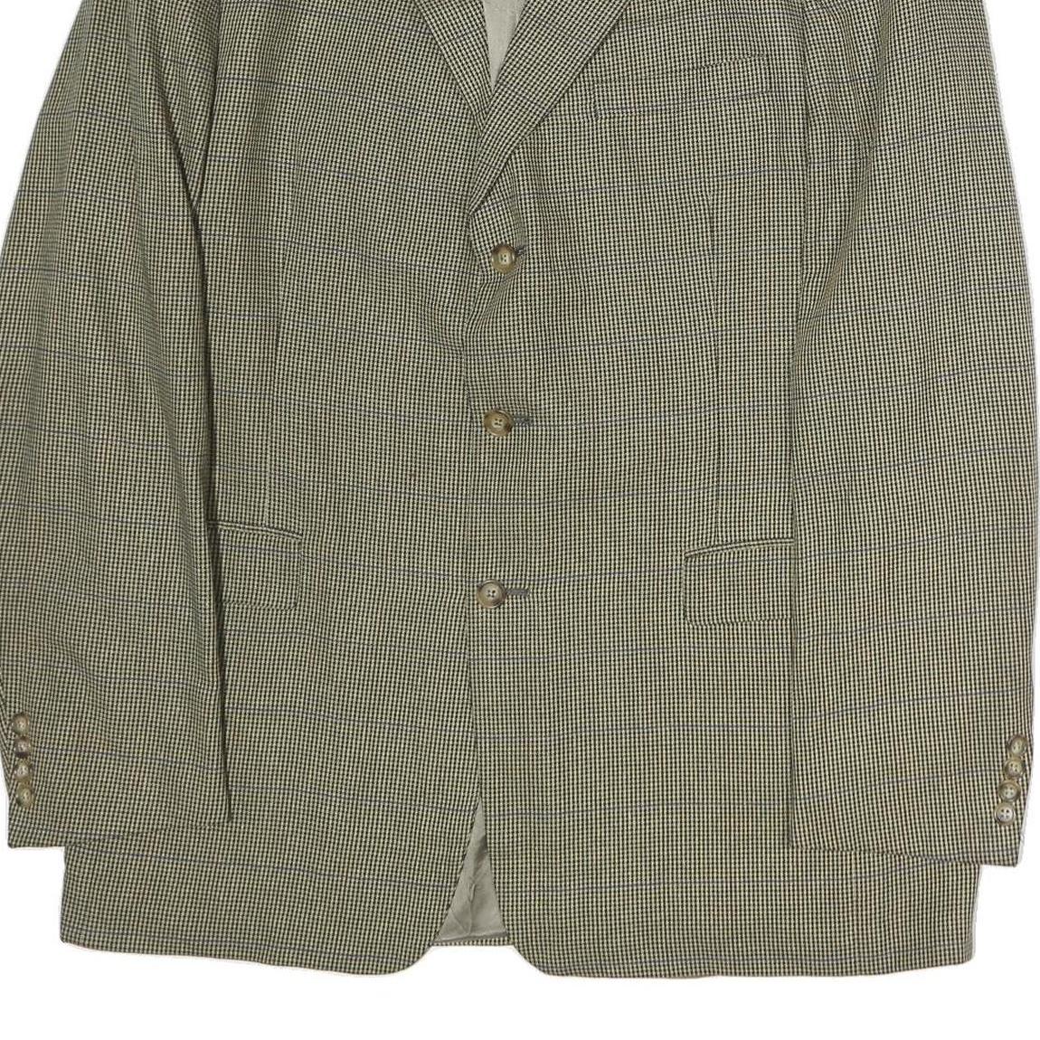 BURBERRY Mens Beige Brown Check Tailored Jacket L Cotton Button Classic Style