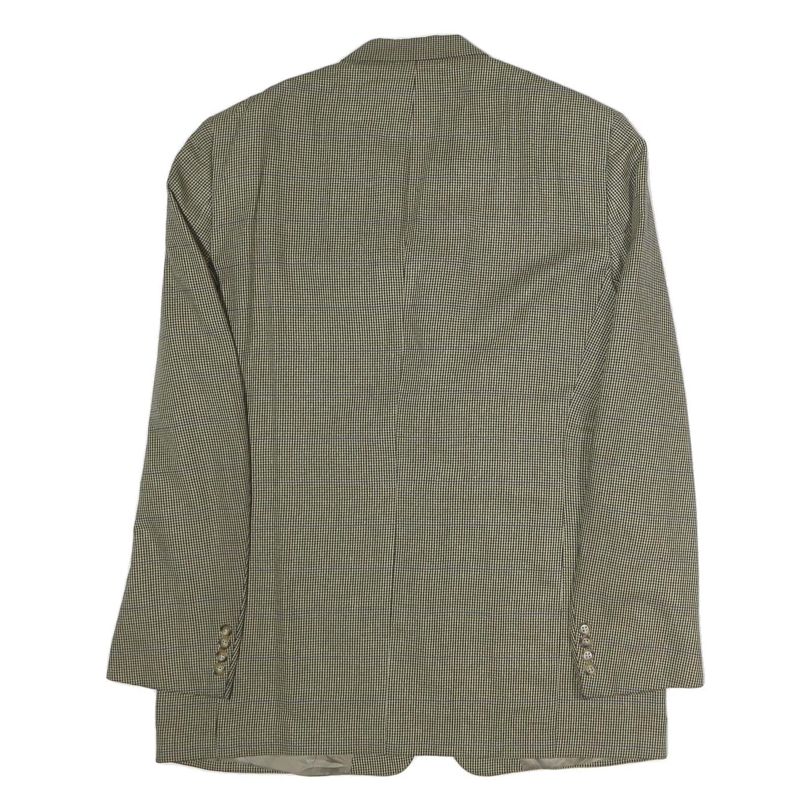 BURBERRY Mens Beige Brown Check Tailored Jacket L Cotton Button Classic Style