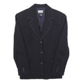 DKNY Womens Black Wool Blend Single-Breasted Blazer Jacket S Woven Classic