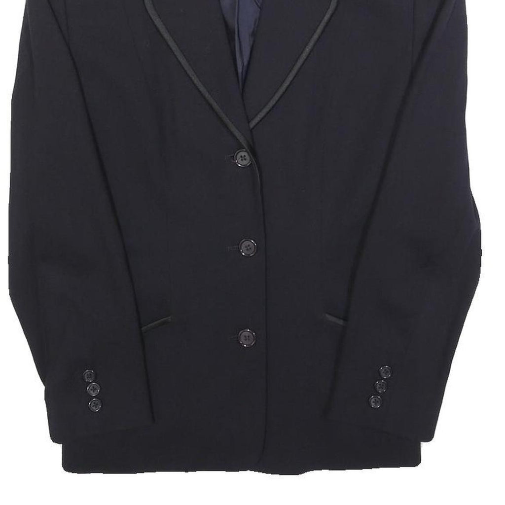 DKNY Womens Black Wool Blend Single-Breasted Blazer Jacket S Woven Classic